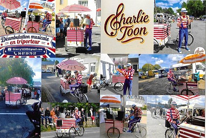 Charlie Toon sculpteur de ballons. Triporteur événementiel